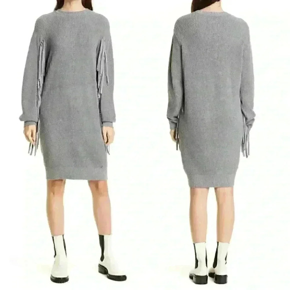 NWT Ted Baker London Friidah Long Sleeve Cotton & Wool Blend Sweater Dress Grey - Picture 1 of 8